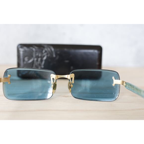 Vintage Versace Sunglasses 1990s Italy rimless with case mod x81 col 030/270 - Picture 8 of 16